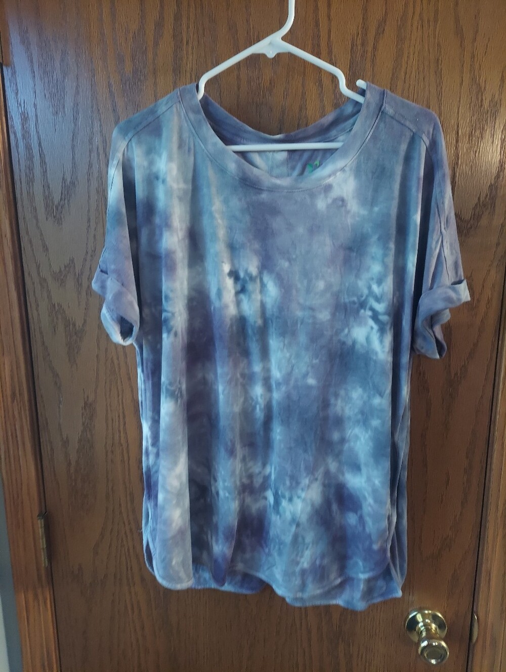 GreenTea Tie Dye Short Sleeve Top Plum Grey XXL